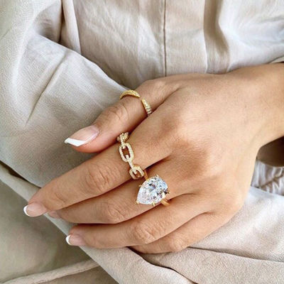925 Стерлинговое Серебряное Кольцо 18K Женщины Кубические циркониевые кольца