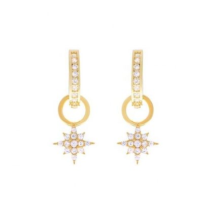 925 Sterling Silver Mini Starburst Pave CZ Huggie серьги с быстрой и безопасной доставкой