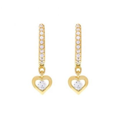 Позолоченные Mini Dangle Heart CZ Huggie серьги Добавляют гламура в ваш внешний вид