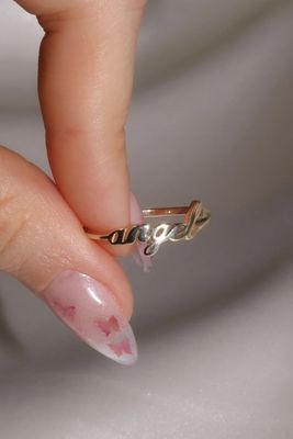 Золото Ангельское имя кольцо для женщин ручной работы блеск 925 Sterling Silver Modern N/A