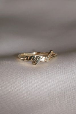 Золото Ангельское имя кольцо для женщин ручной работы блеск 925 Sterling Silver Modern N/A