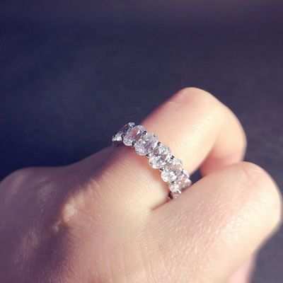 Чистый CZ Овальный Eternity Band Кольцо Женское Золото