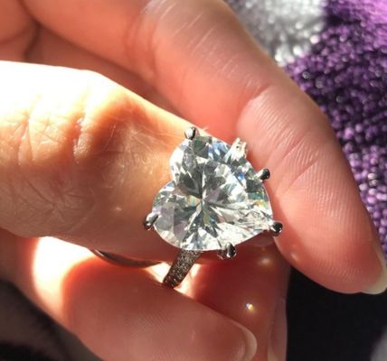 Технология Micro Insert Inlay Сердечный рез CZ Камень 925 Стерлинг серебряные обручальные кольца
