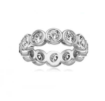 Классические кольца из серебра 18K позолоченный безель CZ Eternity Band