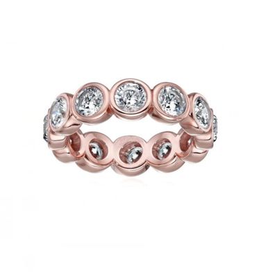 Классические кольца из серебра 18K позолоченный безель CZ Eternity Band