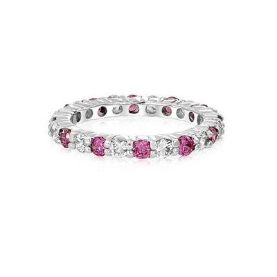 925 Серебряный Eternity Band Кольцо с розовым золотом и рождественским камнем