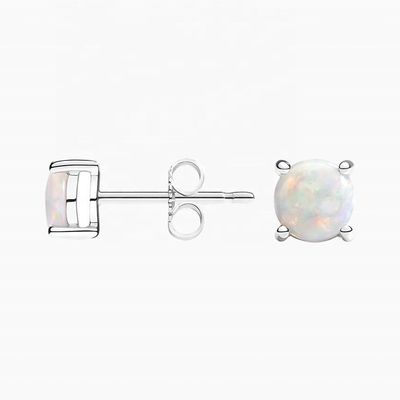 18K золото 6MM Solitaire Opal Stud серьги для женщин и девочек Красивые украшения