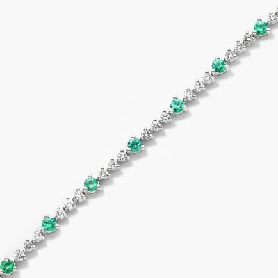 3 мм Белый цирконовый рубиновый теннисный браслет Круглый рез Sterling Silver Tennis Bracelet