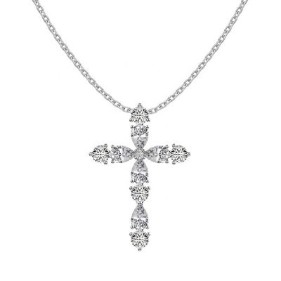 Настроить 925 Sterling Серебряный Крест Ожерелье 18k Серебряный Крест И Цепочка Дамы