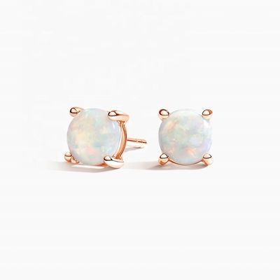 18K золото 6MM Solitaire Opal Stud серьги для женщин и девочек Красивые украшения