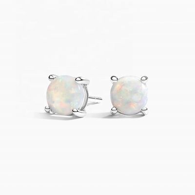 18K золото 6MM Solitaire Opal Stud серьги для женщин и девочек Красивые украшения