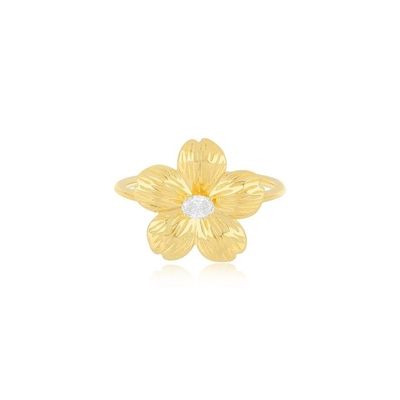 Forever Flower 18K золотой Овальный женский кольцо CZ в 925 серебряных ювелирных изделиях