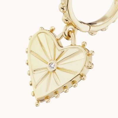 14K позолоченный Dangle Drop Heart Huggies серьги для женщин 925 Sterling Silver