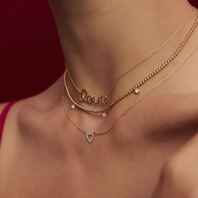 Массивный 925 Стерлинг Серебро 14K позолоченный любовный подвесок Ожерелье для женщин подарок на день Валентина