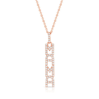 Элегантное 925 серебряное 14K золотое MAMA плавающее длинное подвесное ожерелье