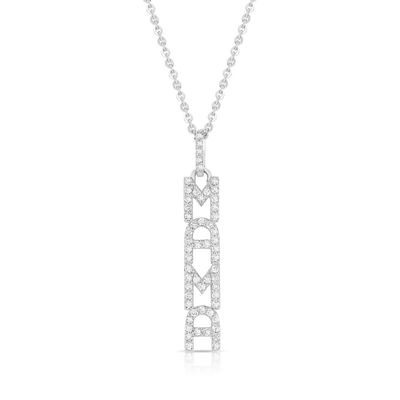 Элегантное 925 серебряное 14K золотое MAMA плавающее длинное подвесное ожерелье