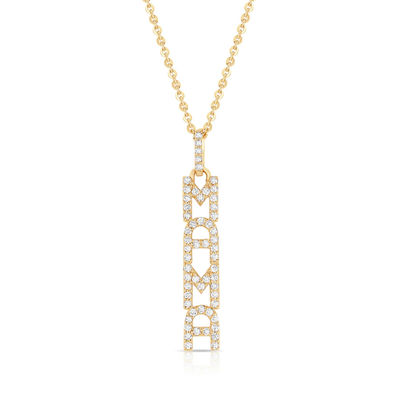 Элегантное 925 серебряное 14K золотое MAMA плавающее длинное подвесное ожерелье