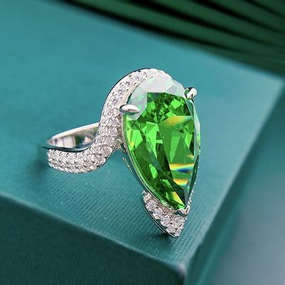 Роскошный изумрудный бриллиантовый кольцо настоящее серебро 925 ручной ювелирные изделия для женщин