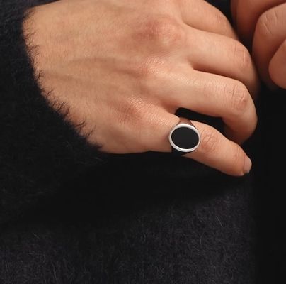 18K золотой черный оникс 925 серебряный мужской кольцо