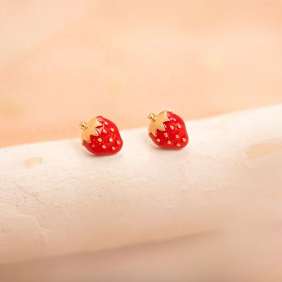 925 Стерлинговые серебряные клубничные серьги для детей 92,5% Чистота