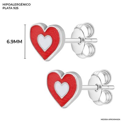 Серьги-гвоздики в форме сердца из серебра 925 пробы для детей и женщин