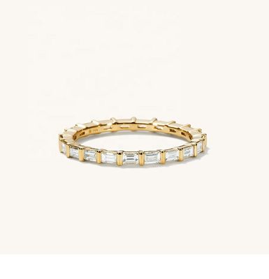 Белое кольцо CZ 925 Стерлинговое серебряное багеттее