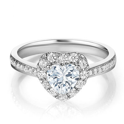 Бронзовые творческие сердечные кольца Чистые CZ 925 Стерлинговые серебряные кольца для женщин