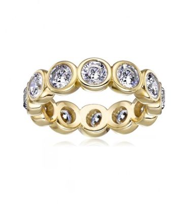 Классические кольца из серебра 18K позолоченный безель CZ Eternity Band